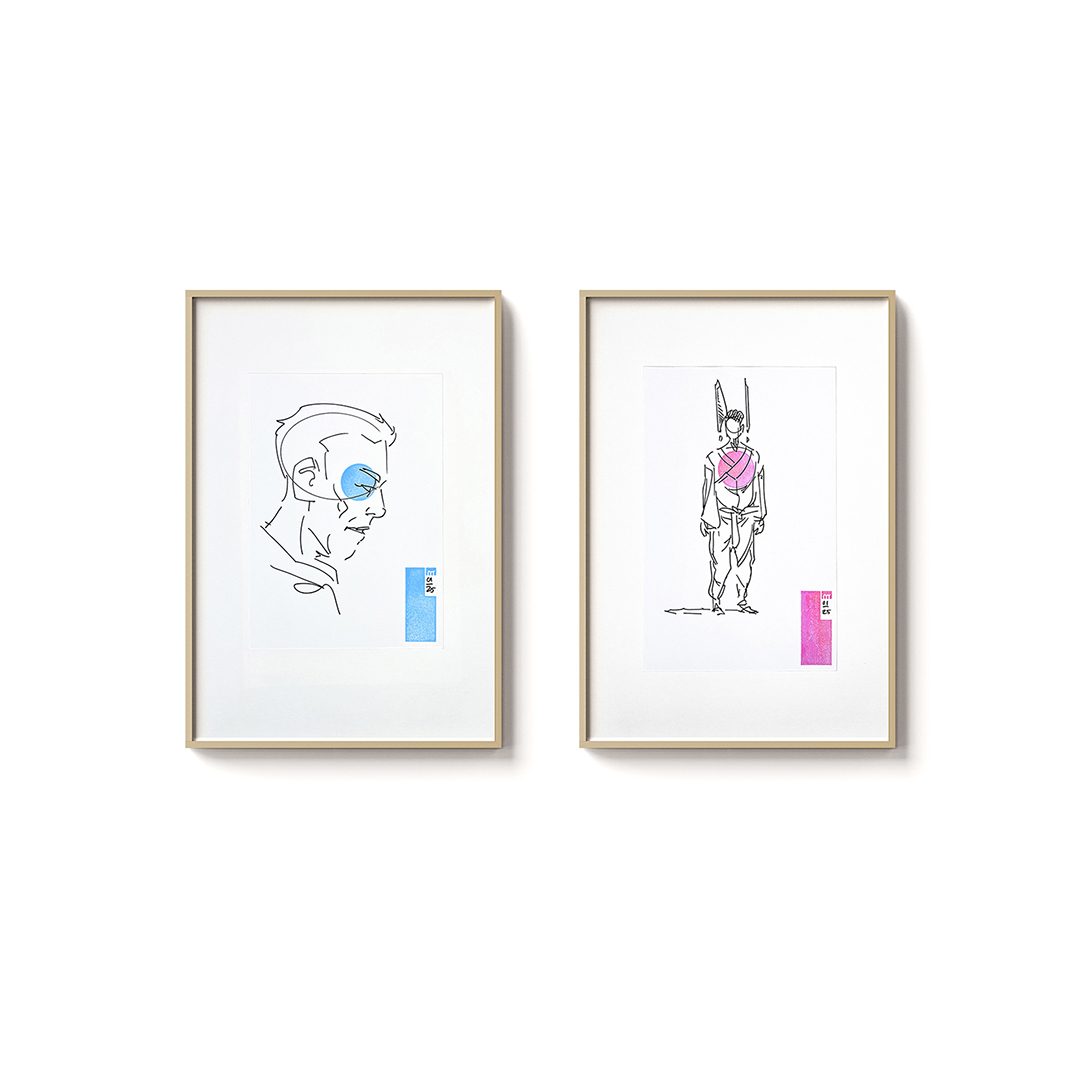 Two Drawings with Stamp